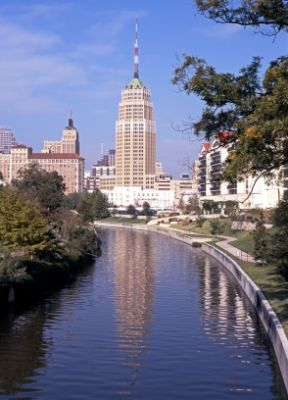 San Antonio river and skyline 