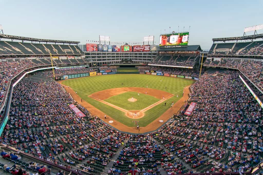 Ariel view of Texas Rangers ball park