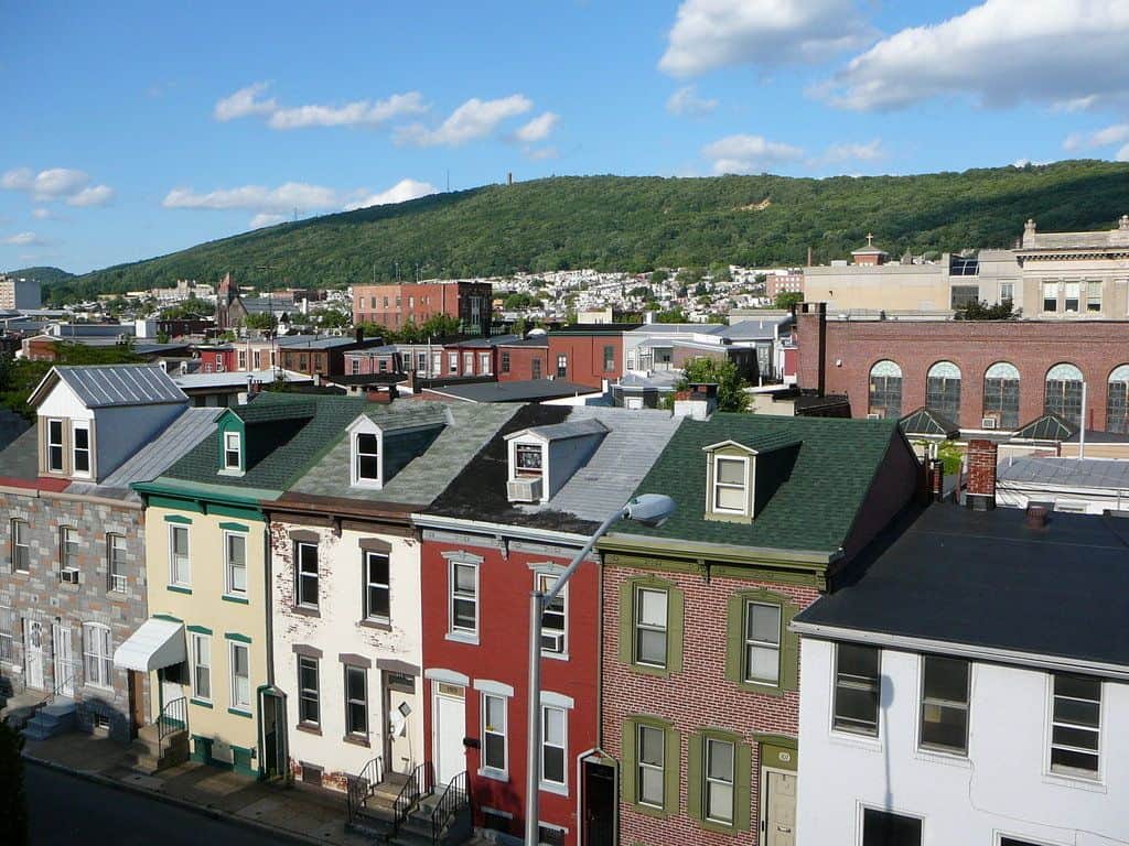 Reading, PA neighborhood view from above