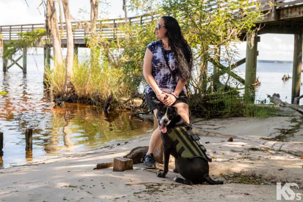 Veteran with her service dog