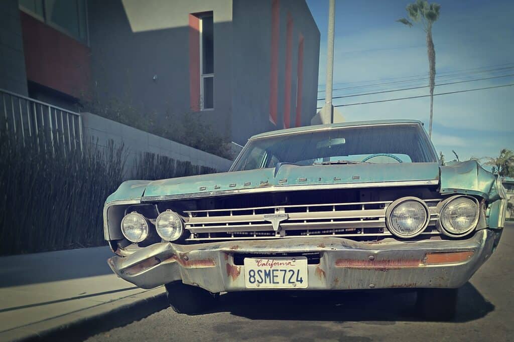 Old donated car outside