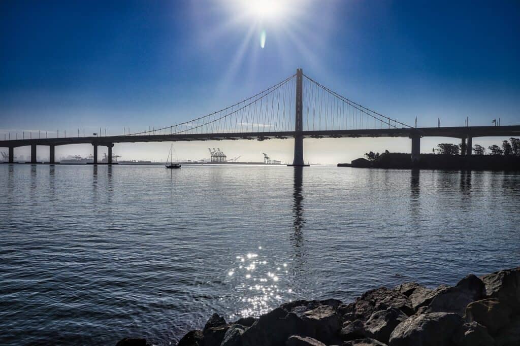 outside view of bay bridge in Oakland, California