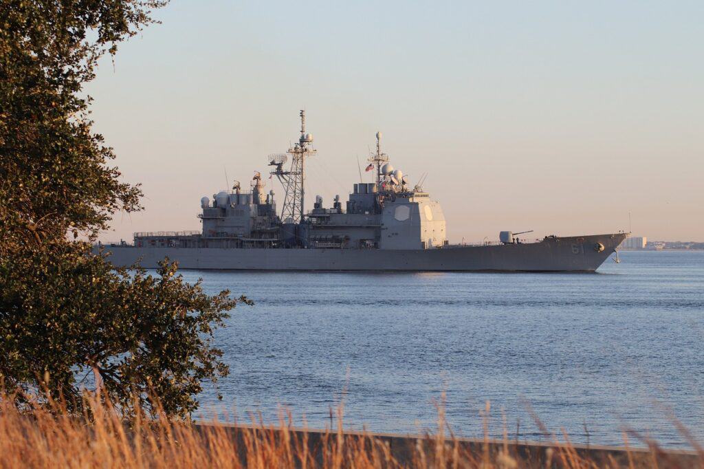 Navy boat in the waters of Norfolk, Virginia