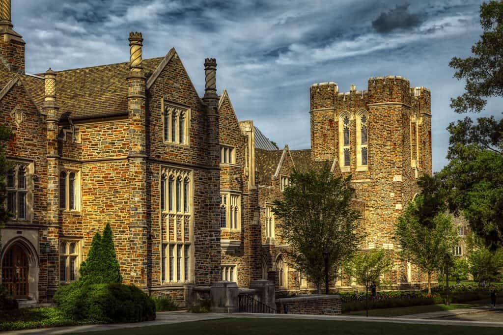 outside view of Duke University brick buildings