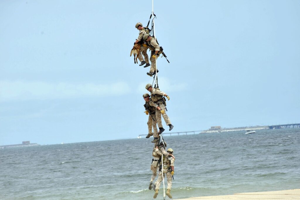 American military training on rope in Virginia Beach