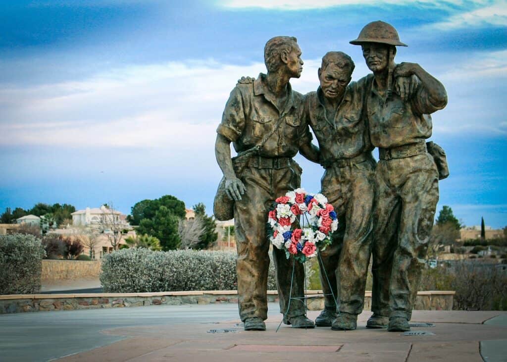 Veterans memorial statue in Las Cruces, NM
