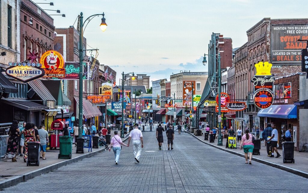 day time view of Beale Street in Memphis, Tennessee