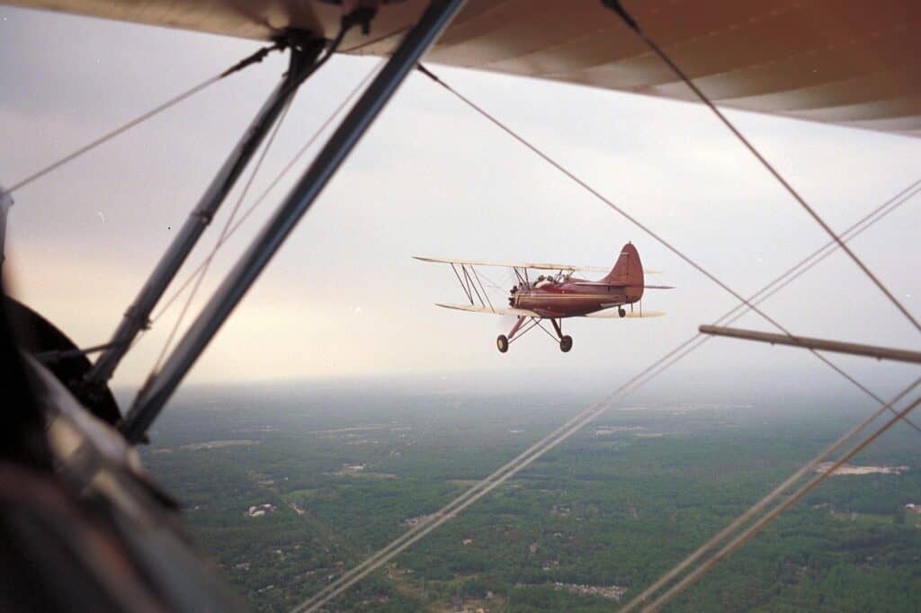 view of plane from other plane