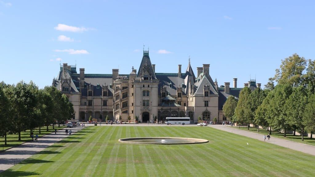 view of Biltmore House in Asheville, North Carolina. 