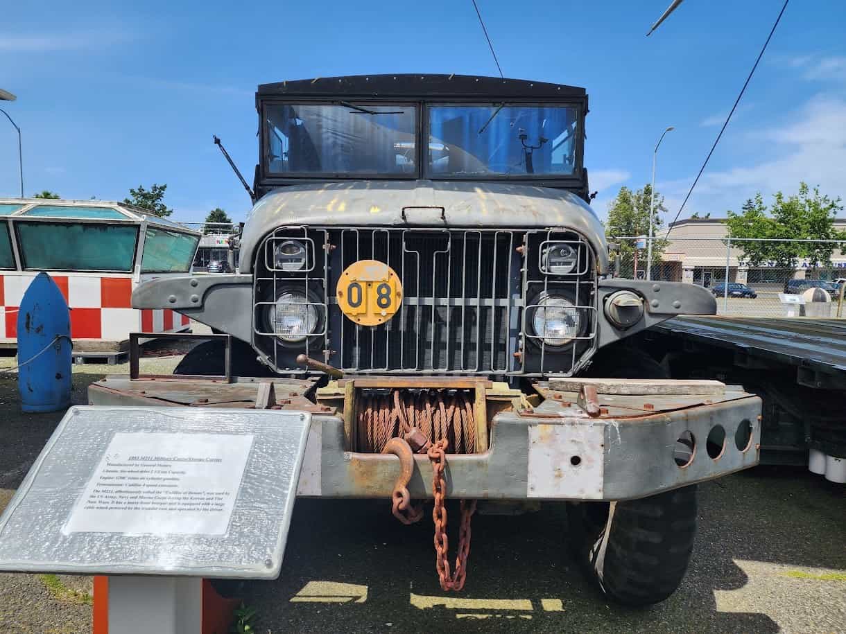 close front view of Korean War era truck donated to Vehicles For Veterans from Pacific Northwest Naval Air Museum