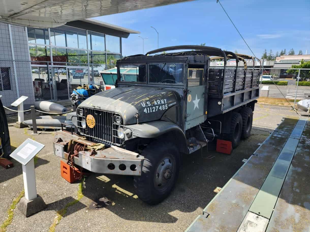 front view of Korean War era truck donated to Vehicles For Veterans from Pacific Northwest Naval Air Museum